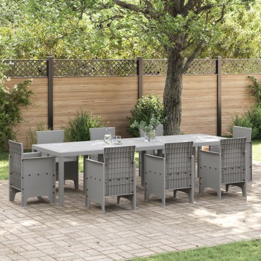 vidaXL Τραπέζι Κήπου Ανοιχτό Γκρι 300x100x73cm Πολυ Ρατάν 1 τεμ.