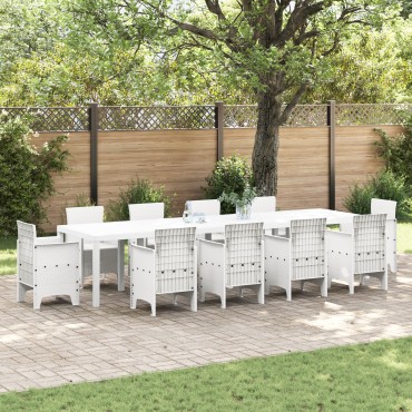 vidaXL Τραπέζι Κήπου Λευκό 350x100x73cm Πολυ Ράττα 1 τεμ.