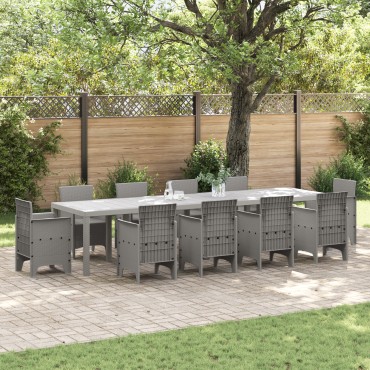 vidaXL Τραπέζι Κήπου Ανοιχτό Γκρι 350x100x73cm Poly Rattan 1 τεμ.