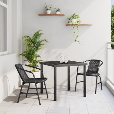 vidaXL Σετ Καρέκλων Κήπου Μαύρο Πολυ Ρατάν 3 Τεμαχίων
