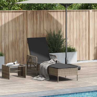 vidaXL Ξαπλώστρα Γκρι και Σκούρο Γκρι 200x55x92cm 1 τεμ.