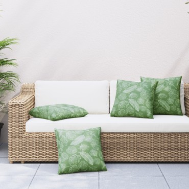 vidaXL Διασκορπισμένα Μαξιλάρια 4 pcs Ύφασμα Πολυεστέρα Σχέδιο Φύλλου 60x60cm