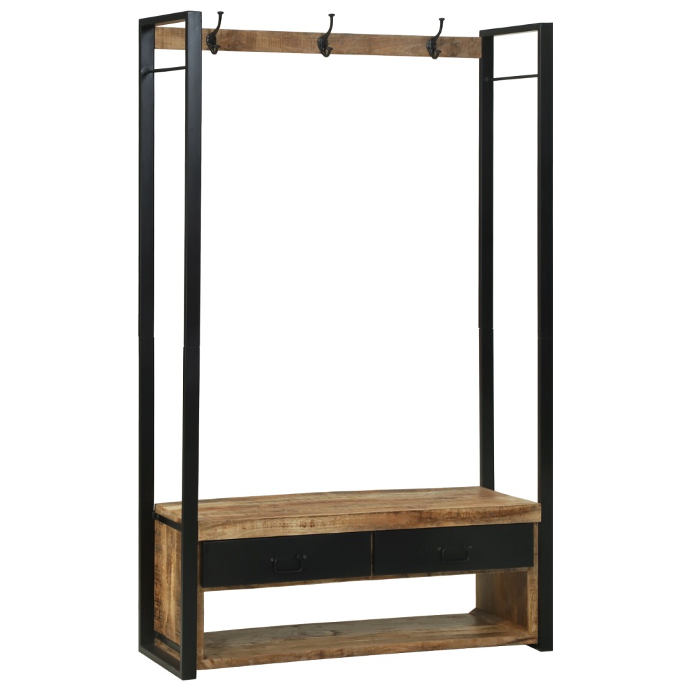 vidaXL Ράφι Ρούχων με γάντζους και ράφια 110x40x185cm Μασίφ ξύλο μάνγκο 1 τεμ.