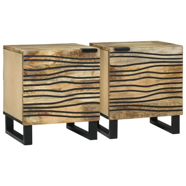 vidaXL Κομοδίνα 2 τεμ. 40x33.5x46cm Μασίφ Ξύλο Μάνγκο
