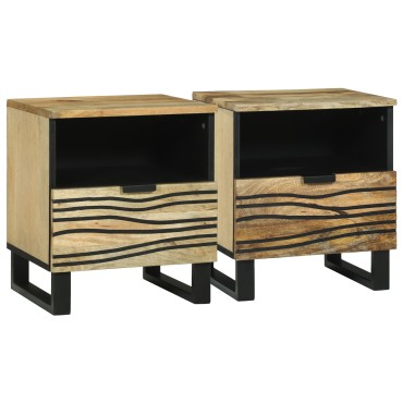vidaXL Κομοδίνο 2 τεμ. Φυσικό 40x33x46cm Επεξεργασμένο Ξύλο