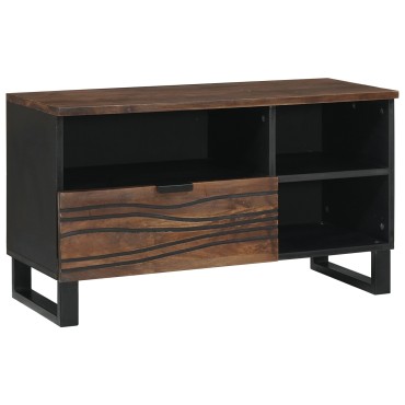 vidaXL ντουλάπα τηλεόρασης 80x33.5x46cm από Μασίφ Ξύλο Καρυδιάς & Μένταλλο