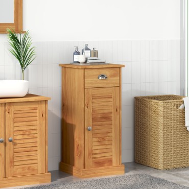 vidaXL Ντουλάπα Μπάνιου 'VIGO' με Συρτάρι 37x34x80cm Μασίφ Ξύλο Πεύκου 1 τεμ.