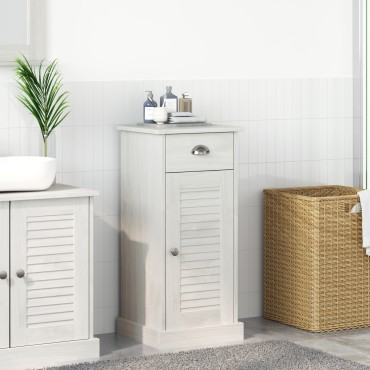 vidaXL Ντουλάπα του μπάνιου "VIGO" με Συρτάρι 37x34x80cm Μασίφ ξύλο πεύκου 1 τεμ.