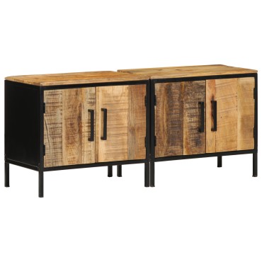 vidaXL Κομοδίνα 2 τεμ. 50x30x45cm Μασίφ Ξύλο Ακατέργαστο Μάνγκο