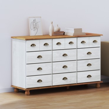 vidaXL Συρταριέρα 'ASKIM' Λευκή 79x40x133.5cm Στερεό Ξύλο Πεύκου 1 τεμ.