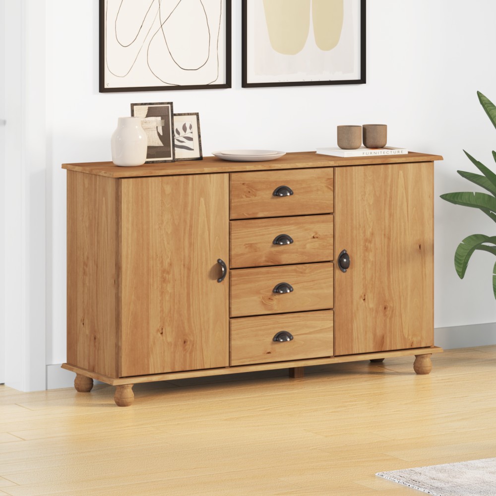 vidaXL Μπουφές "ASKIM" 133,5x40x79cm Μασίφ ξύλο πεύκου 1 τεμ.