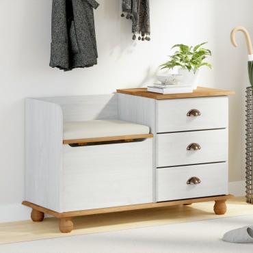 vidaXL Παγκάκι Εισόδου ASKIM Λευκό 100x39x62cm Συμπαγές Ξύλο Πεύκου 1 τεμ.