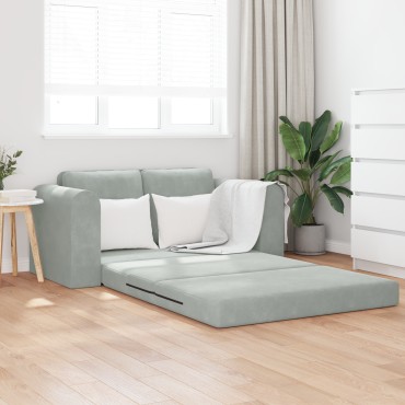 vidaXL Καναπές Κρεβάτι 2 σε 1 Ανοιχτό Γκρι 148x71x83cm Βελούδο 1 τεμ. Γωνιακός
