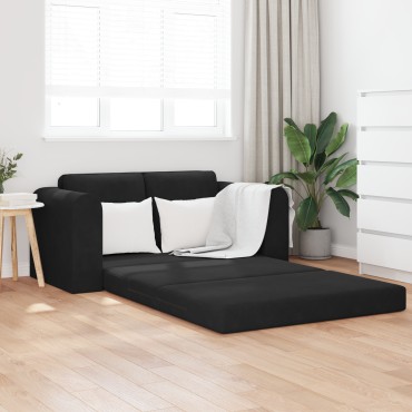 vidaXL Καναπές Κρεβάτι 2 σε 1 Μαύρος 148x71x83cm Βελούδο 1 τεμ. Γωνιακός