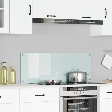 vidaXL Πίσω τοίχος Κουζίνας Λευκό 110x40x0,6 εκ Γυαλί Κατεργασμένο