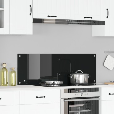 vidaXL Πλάτη κουζίνας Μαύρο 120 x 40 cm σκληρυμένο γυαλί