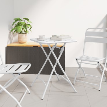 Πτυσσόμενο τραπέζι κήπου vidaXL Λευκό 55x55x73cm από ατσάλι