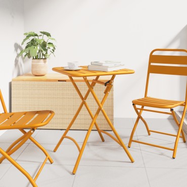Πτυσσόμενο Τραπέζι Κήπου vidaXL Μουσταρδί 55x55x73cm Ατσάλι 1 τεμ.