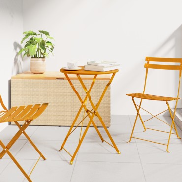 vidaXL Τραπέζι Bistro Πτυσσόμενο Μουσταρδί 50x71cm Κατασκευασμένο από Ατσάλι με επιστρώσεις σκόνης 1 τεμ.