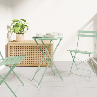 vidaXL Folding Garden Table Light Mint 50x71cm Steel