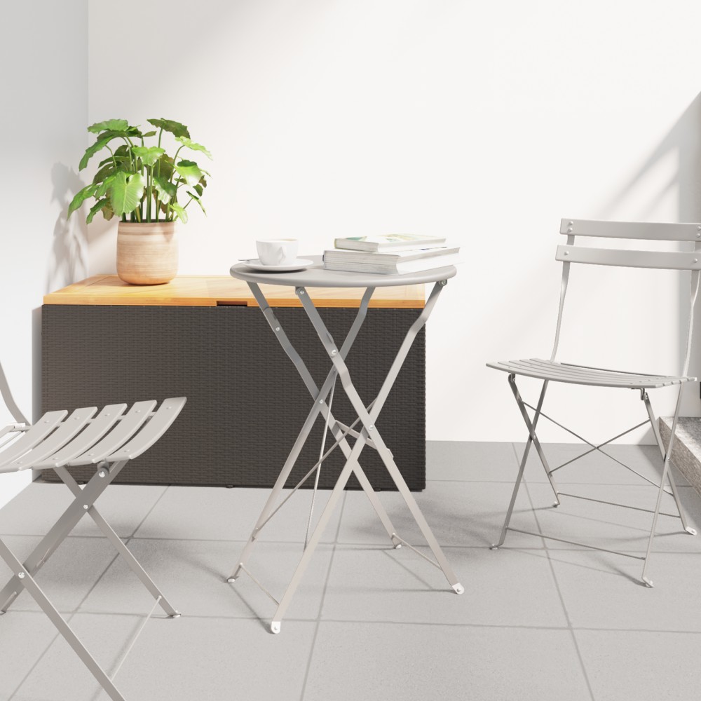 vidaXL Τραπέζι Bistro Μπεζ 50x71cm Ατσάλι με Πούδρα 1 τεμ.