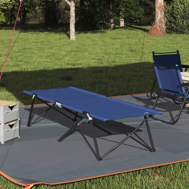 vidaXL Αναδιπλούμενο Κρεβάτι Κάμπινγκ Μπλε 206 x 76 x 74 εκ