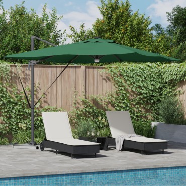 vidaXL Cantilever Roma Parasol με LEDs Πράσινο 286x285x270 cm Αλουμίνιο