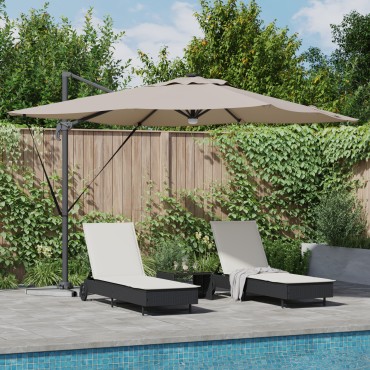 vidaXL Ομπρέλα με Βραχίονα με LEDs Ταουπέ 286x285x270 cm Αλουμίνιο