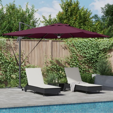 vidaXL Cantilever Roma Parasol με LEDs Μπορντό 286x285x270 εκ. Αλουμίνιο