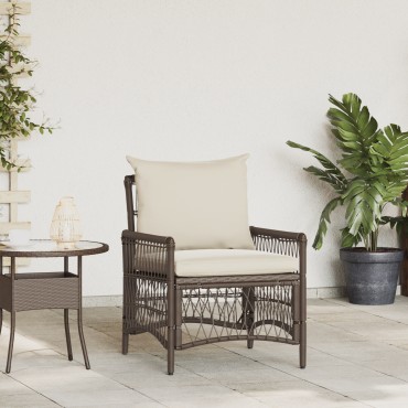 vidaXL Καρέκλα Κήπου με μαξιλάρι Καφέ 73x61x77cm συνθετικό ρατάν 1 τεμ.