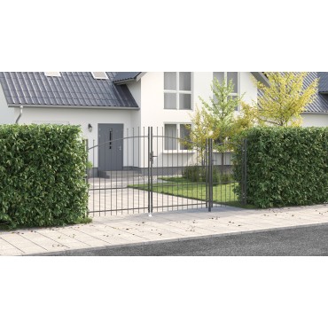 vidaXL Πόρτα Κήπου με Άκρες Σπαθιού Γκρι 175x400 εκ Σίδερο