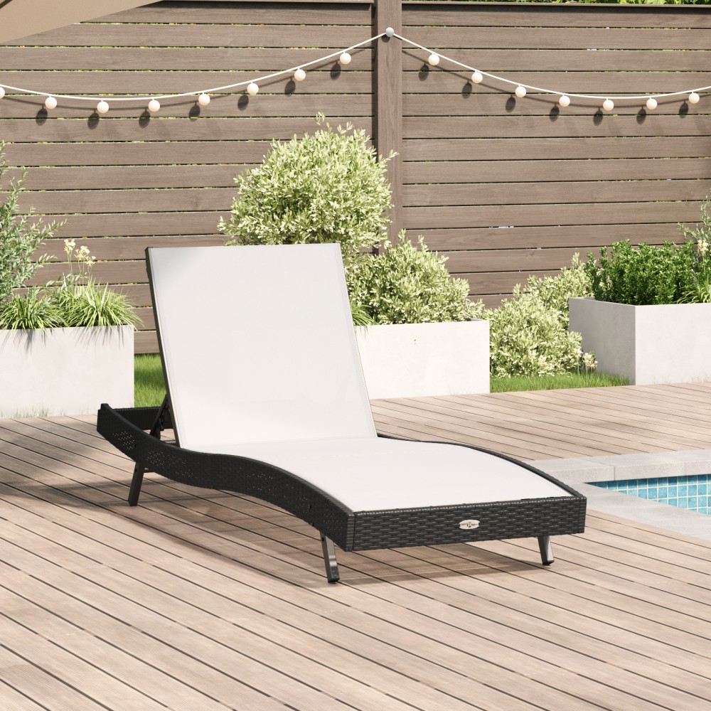 vidaXL Ξαπλώστρα Μαύρο και Λευκό 197x70x82cm συνθετικό ρατάν 1 τεμ.