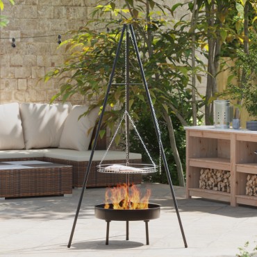 vidaXL Τρίποδο Μαγειρέματος Με Grill Grate Και Τηγάνι Φωτιάς 170 εκ.
