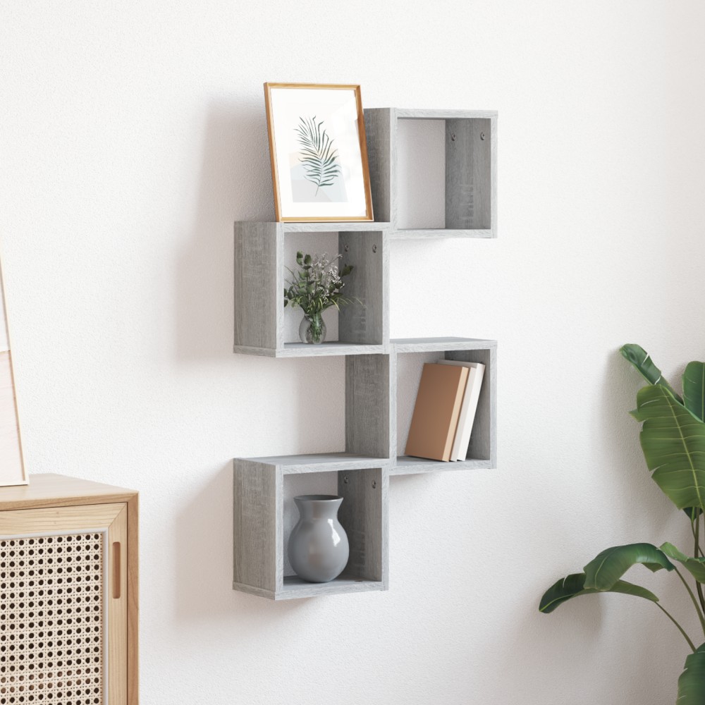vidaXL Floating Ράφια Γκρι σονομά MDF Μεσαία Επιτοίχια Floating Ράφια