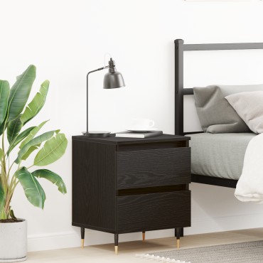 vidaXL Κομοδίνο Μαύρο Δρυς 40x35x50cm Κατασκευασμένο ξύλο 1 τεμ.