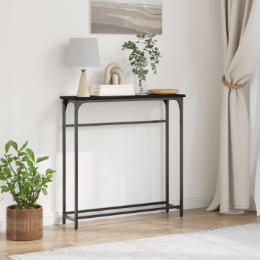 vidaXL Κονσόλα Μαύρη Δρυς 75x19,5x75cm Επεξεργασμένου Ξύλου 1 τεμ.