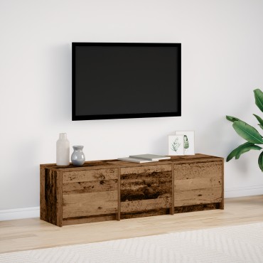 vidaXL Ντουλάπι τηλεόρασης με LED παλιό ξύλο 140x34x40cm κατασκευασμένο ξύλο
