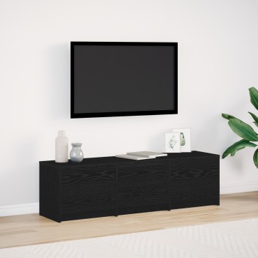 vidaXL TV Cabinet με LED Μαύρη Βελανιδιά 140x34x40cm Επεξεργασμένο Ξύλο
