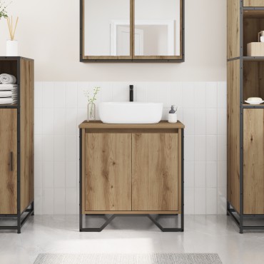 vidaXL Ντουλάπι μπάνιου καφέ ξύλο 60x35x50cm επεξεργασμένο ξύλο