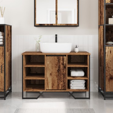 vidaXL ντουλάπι νιπτήρα Παλιό ξύλο 91x35x60cm Από στερεό ξύλο