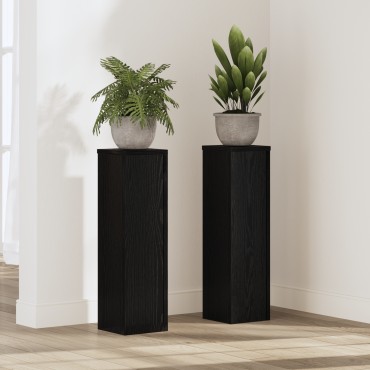 vidaXL Βάση φυτών 2 τμχ. Μαύρη Οξυά 17 x 17 x 60 cm Επεξεργασμένο Ξύλο