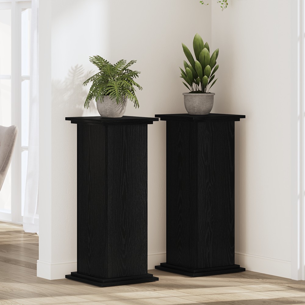 vidaXL Βάση Φυτών Μαύρη Δρυς 33x33x80 εκ. Κατασκευασμένο Ξύλο