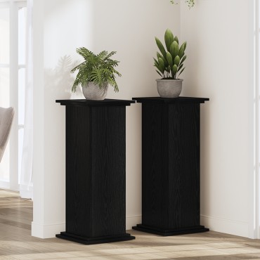 vidaXL Βάση Φυτών Μαύρη Δρυς 33x33x80 εκ. Κατασκευασμένο Ξύλο