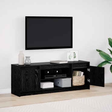vidaXL Έπιπλο TV με LED Μαύρης Βελανιδιάς 139.5x34x50cm Επεξεργασμένο Ξύλο