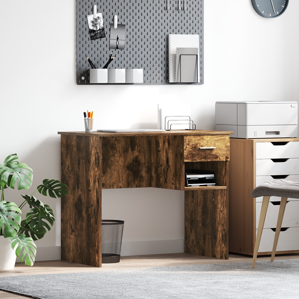 vidaXL Γραφείο Καπνιστό Δρύς 90x49x75cm Επεξεργασμένο Ξύλο 1 τεμ.