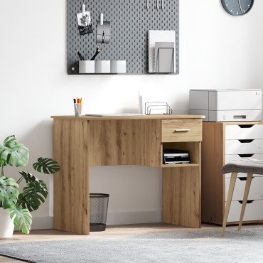 vidaXL Γραφείο με Αποθήκευση Δρυς 90x49.5x75cm Επεξεργασμένο ξύλο 1 τεμ.