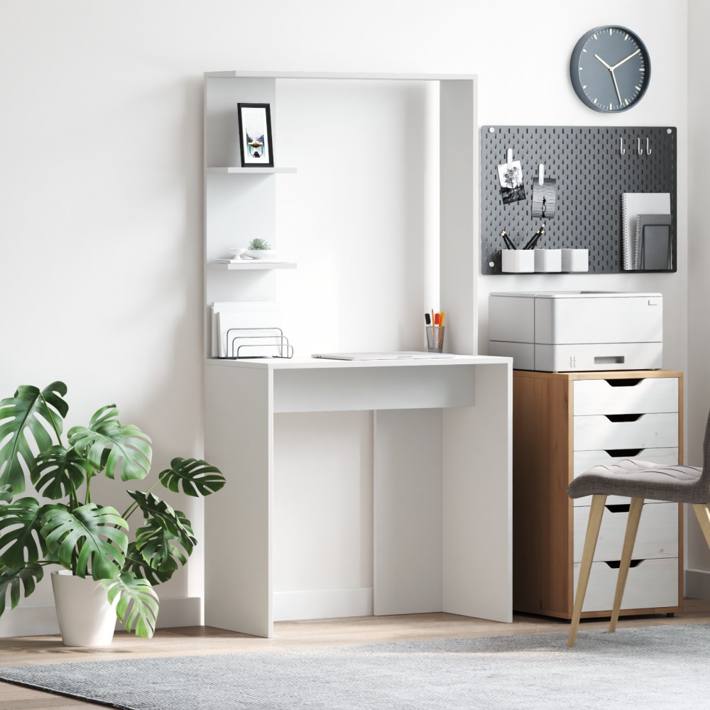 vidaXL Γραφείο Λευκό Επεξεργασμένο Ξύλο 78,5x37x154,5 εκ 1 τεμ.