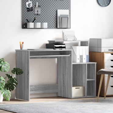 vidaXL Γραφείο με Αποθήκευση Γκρι Σονόμα 120.5x44x88.5cm Επεξεργασμένο Ξύλο 1 τεμ.