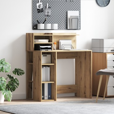 vidaXL Γραφείο με Αποθήκη Καστανός Δρυς 90x48x101.5cm Επεξεργασμένο ξύλο 1 τεμ.