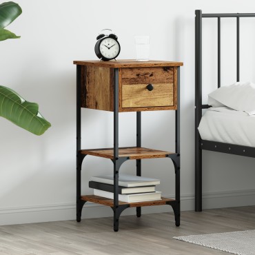 vidaXL κομοδίνο Παλιό Ξύλο 34x36x70cm Επεξεργασμένο Ξύλο 1 τεμ.